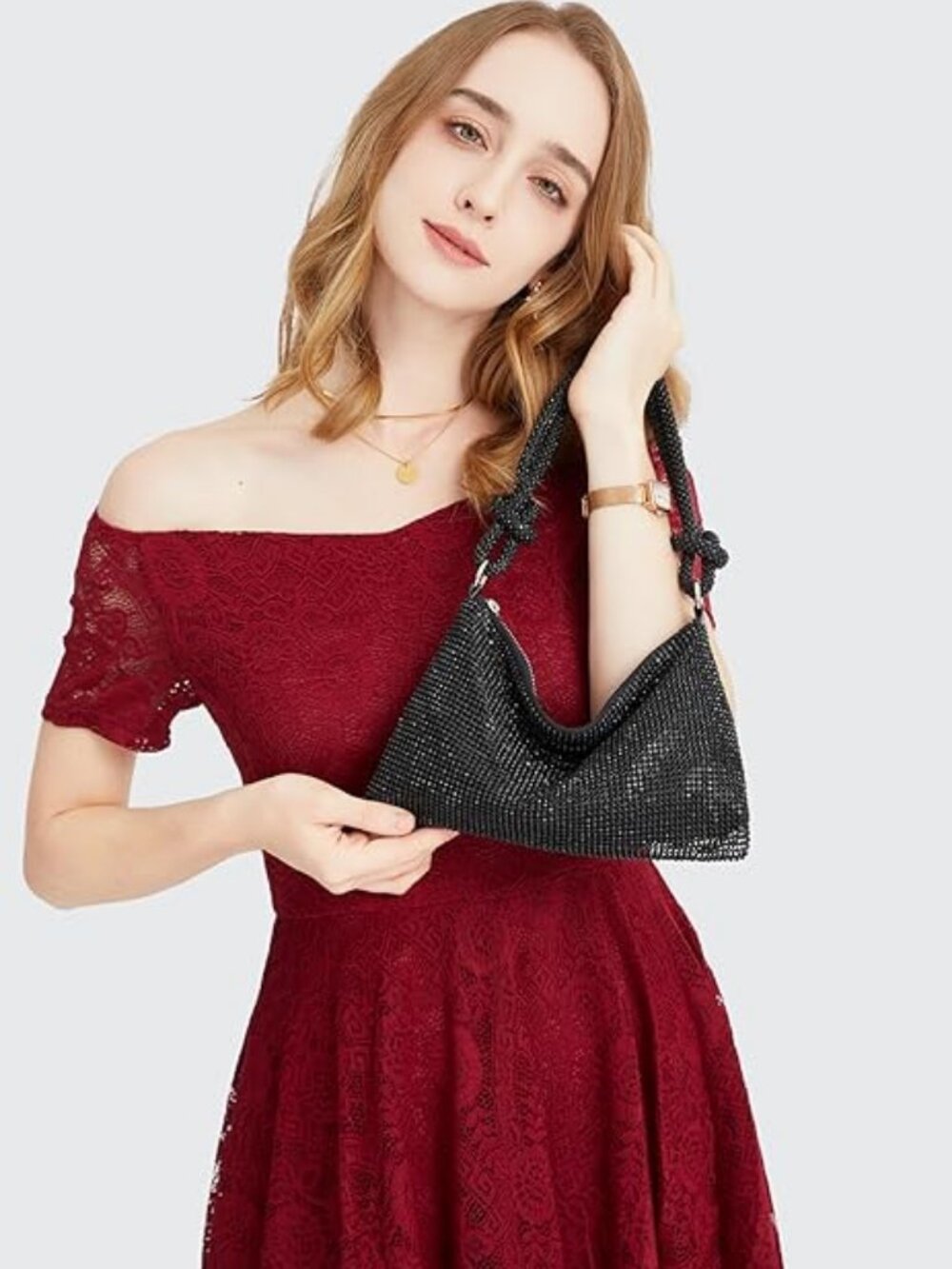 Sparkly Rhinestone Evening Clutch – Women’s Small Dressy Purse for Party & Night - Picture 3 of 7